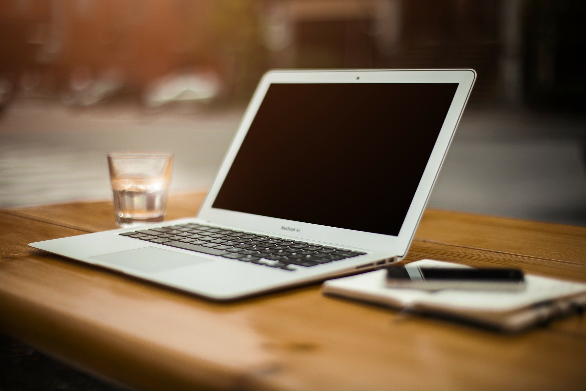 Desk with a laptop