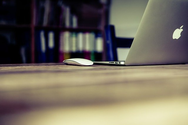 Desk with laptop